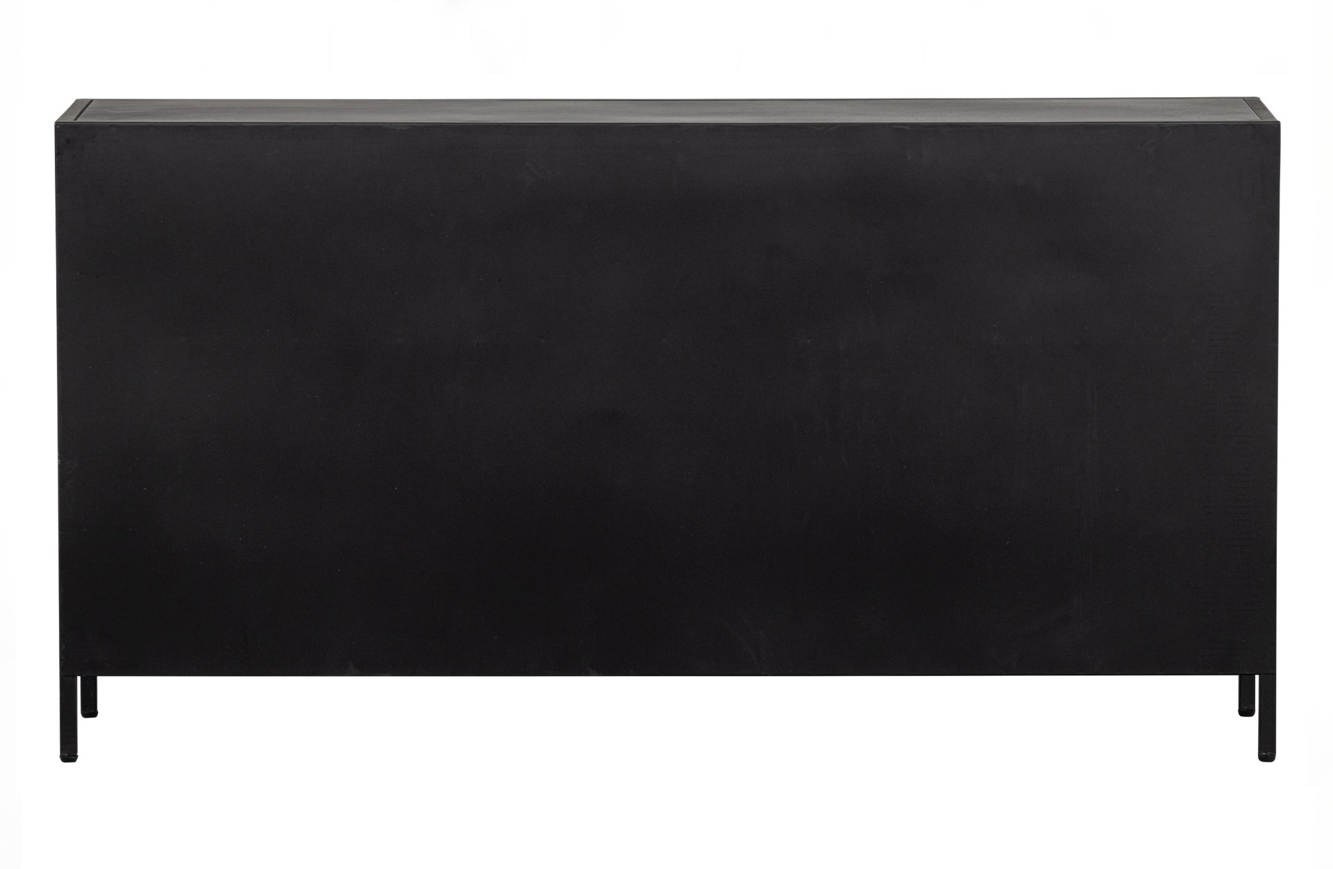 Das Sideboard Ronja überzeugt mit seinem industriellem Design. Gefertigt wurde es aus Metall, welches einen schwarzen Farbton besitzt. Die Türen sind aus Metall und Glas. Die Vitrine verfügt über drei Türen.