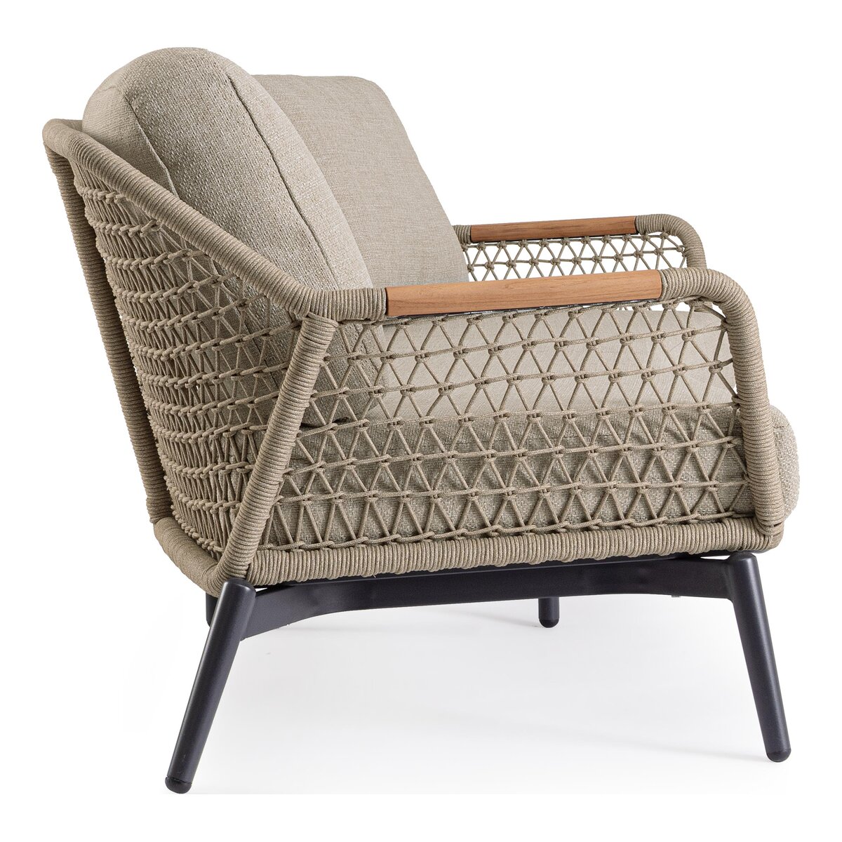 3-Sitzer Gartensofa Eulero - Aluminium Anthrazit & Olefin-Geflecht Taupe, inkl. Kissen