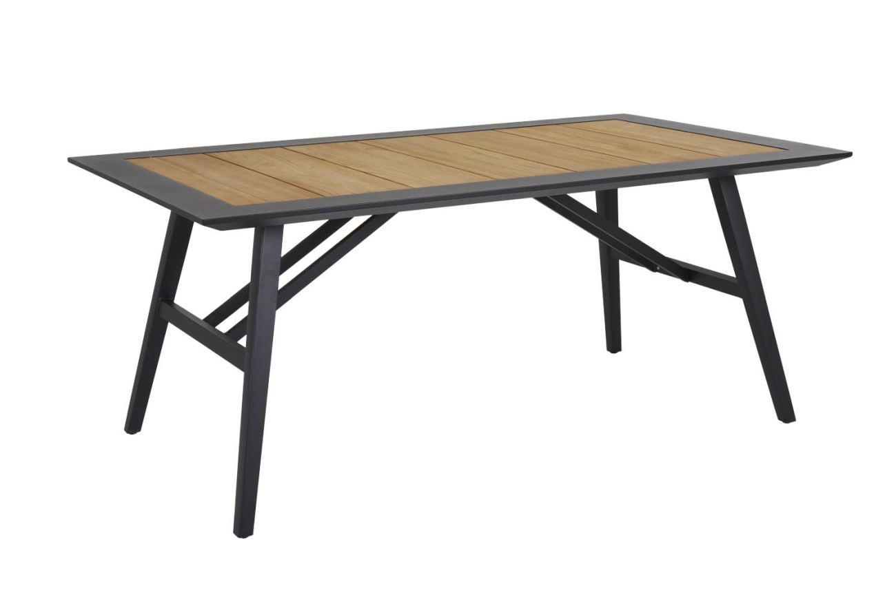 Der Gartenesstisch Chios überzeugt mit seinem modernen Design. Gefertigt wurde die Tischplatte aus Teakholz, welche einen natürlichen Farbton besitzt. Das Gestell ist aus Metall und hat eine Anthrazit Farbe. Der Tisch besitzt eine Länge von 175 cm.