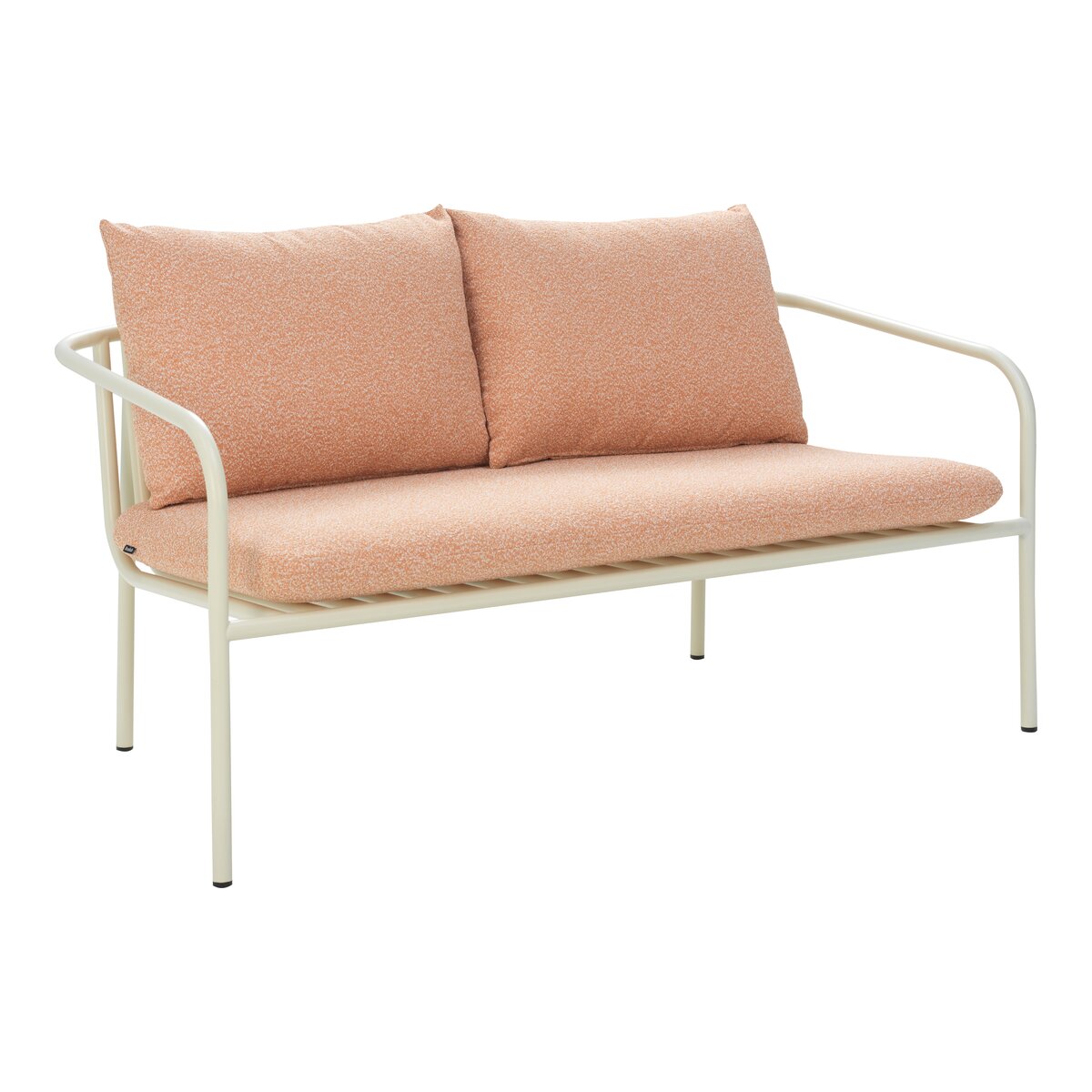 Gartensofa Bendt 2-Sitzer, Aluminium & Teddy-Stoff, Orange/Weiß