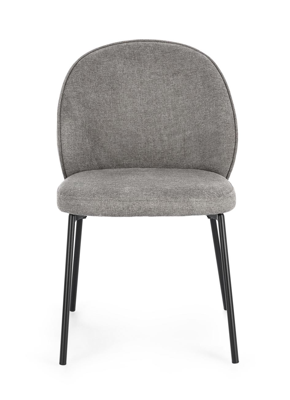 Der Esszimmerstuhl Wendy überzeugt mit seinem modernen Stil. Gefertigt wurde er aus Stoff, welcher einen grauen Farbton besitzt. Das Gestell ist aus Metall und hat eine schwarze Farbe. Der Stuhl besitzt eine Sitzhöhe von 48 cm.