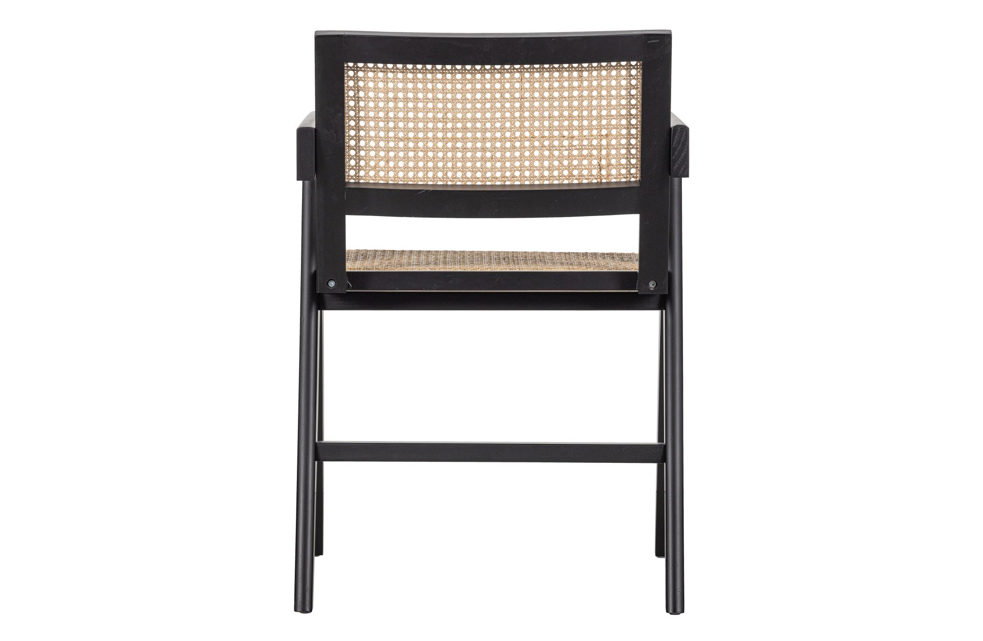 Der Esszimmerstuhl Gunn besitzt ein Skandinavisches Design. Gefertigt wurde der Stuhl aus Rattan und Kiefernholz, welches eine schwarze Farbe besitzt.