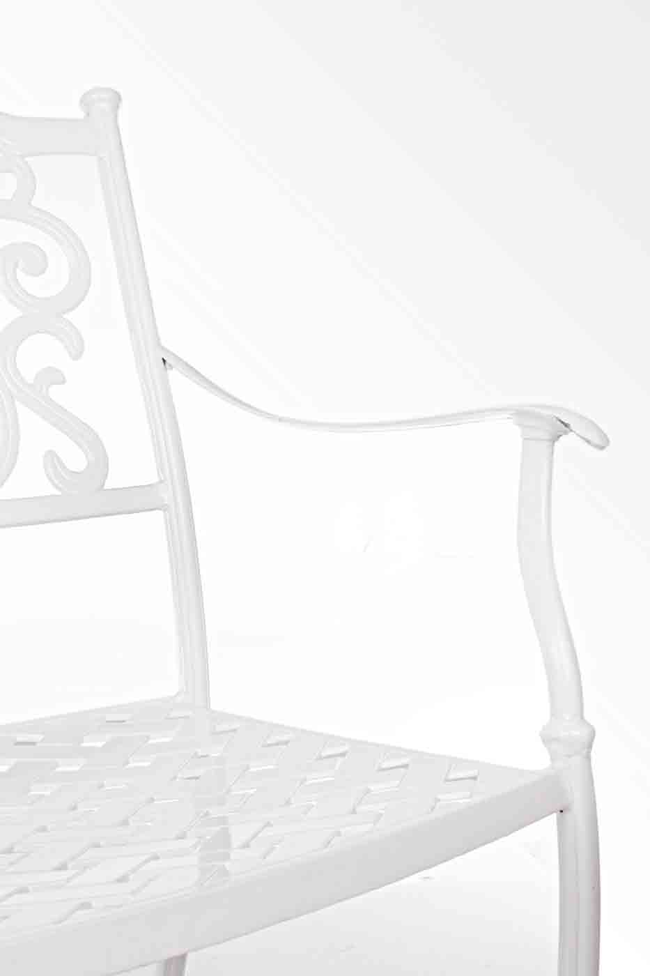 Gartenstuhl Ivrea aus Aluminium in Weiß mit Armlehnen