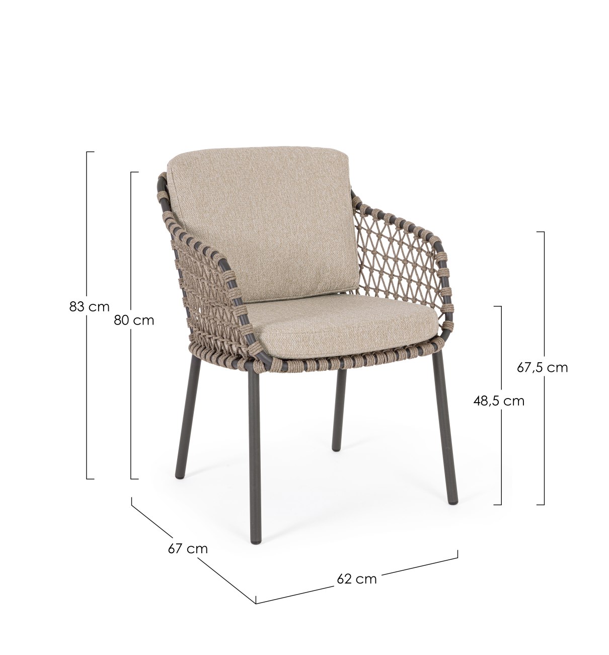 Gartenstuhl Ivissa aus Metall, Natur