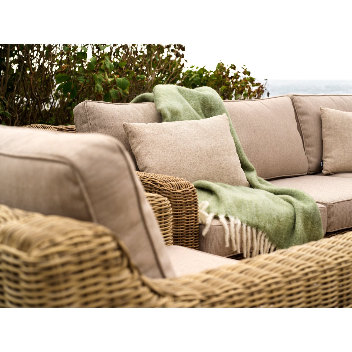 Gartensessel Glendon Natur - Polyrattan & wasserabweisender Stoff