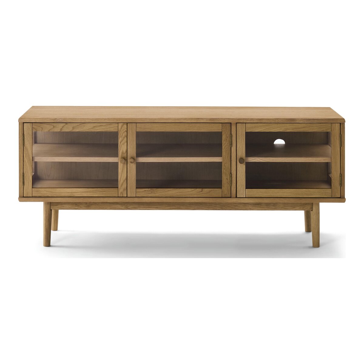 TV-Board Gobens Eiche Natur 137 cm - TV-Möbel mit Glastüren, FSC-zertifiziert