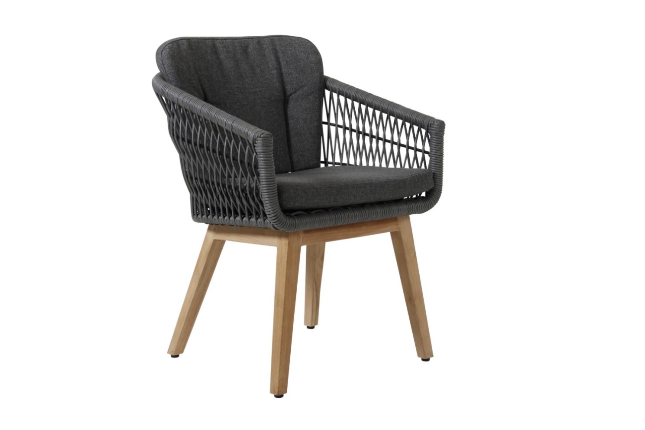 Der Gartenstuhl Kenton überzeugt mit seinem modernen Design. Gefertigt wurde er aus Rattan, welches einen grauen Farbton besitzt. Das Gestell ist auch aus Teakholz und hat eine natürliche Farbe. Die Sitzhöhe des Stuhls beträgt 50 cm.