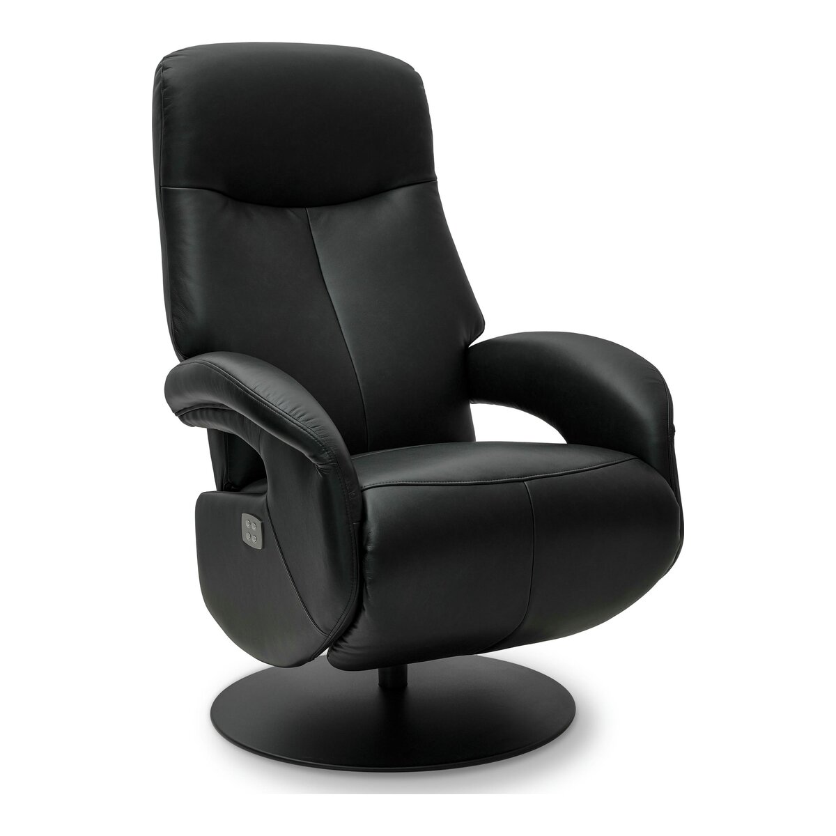 Relaxsessel Lubell elektrisch Leder Schwarz - 360° Drehsessel mit Liegefunktion & Fußstütze