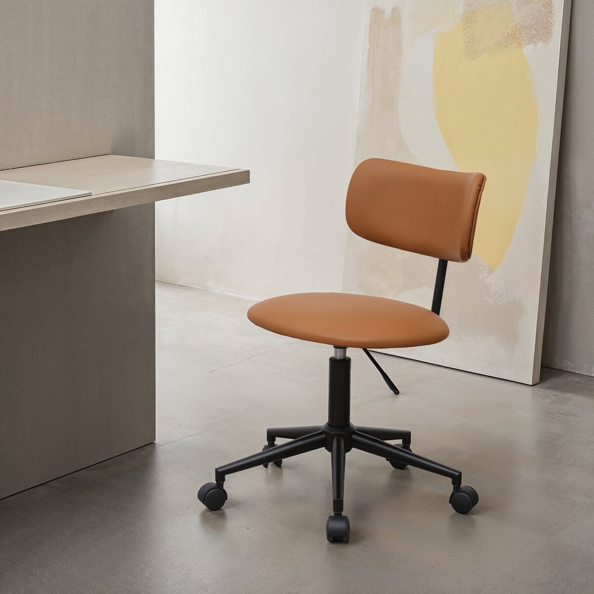 Bürostuhl Xory aus Kunstleder - Drehbar, Höhenverstellbar, Neigbar, Hellbraun