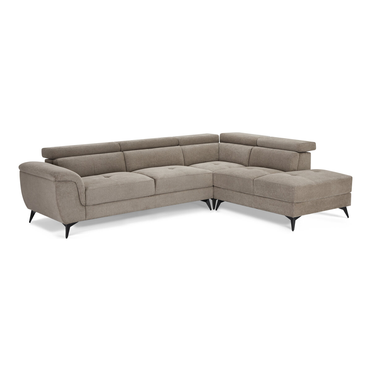 Ecksofa Sibet Rechts Taupe - mit OEKO-TEX Bezug & Kopfstütze