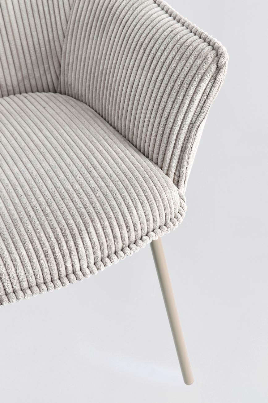 Esszimmerstuhl Cassidy 2er-Set mit Armlehne, Taupe / Hellgrau