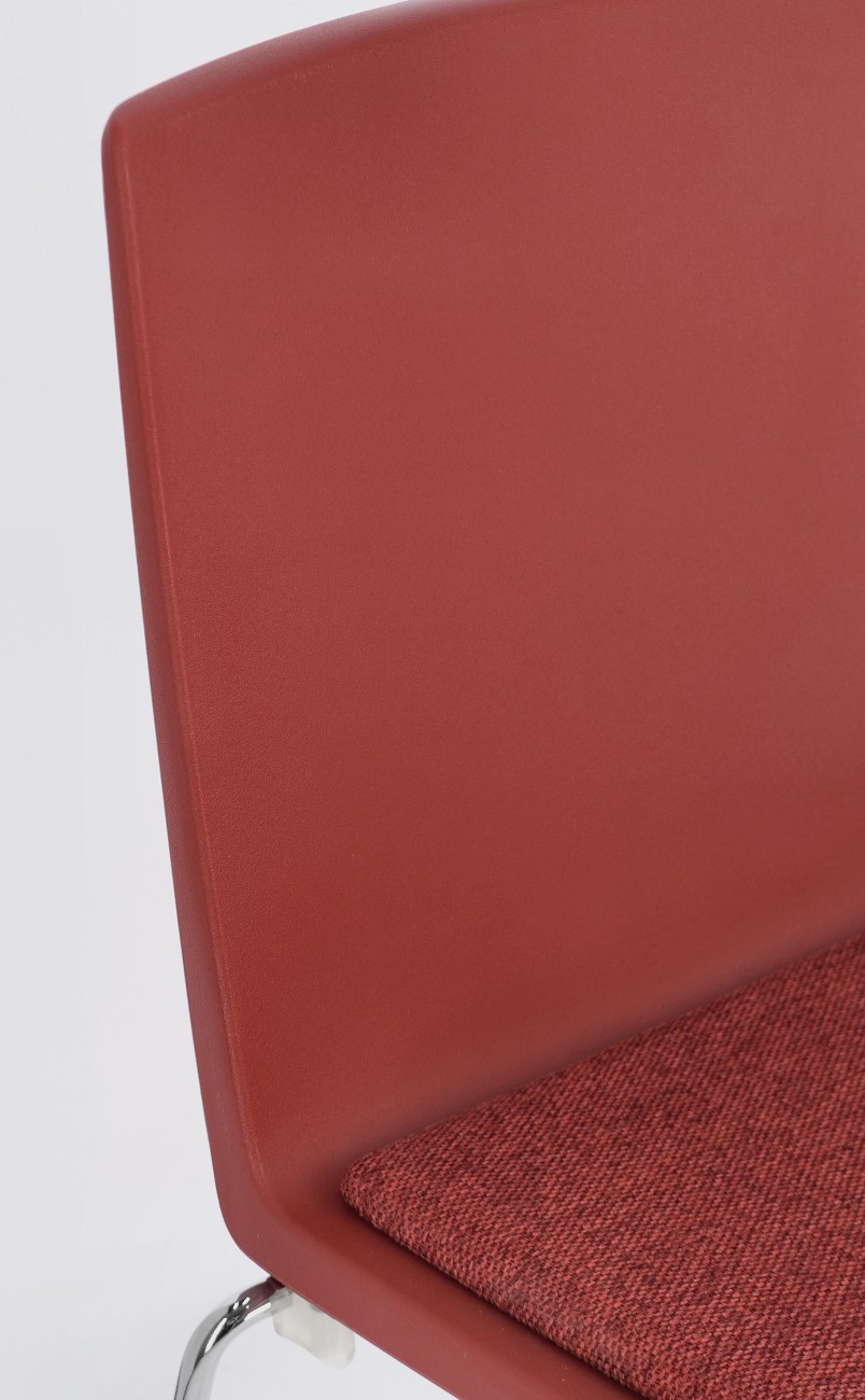 Esszimmerstuhl Giulia 4er-Set aus Metall, Silber/Rot