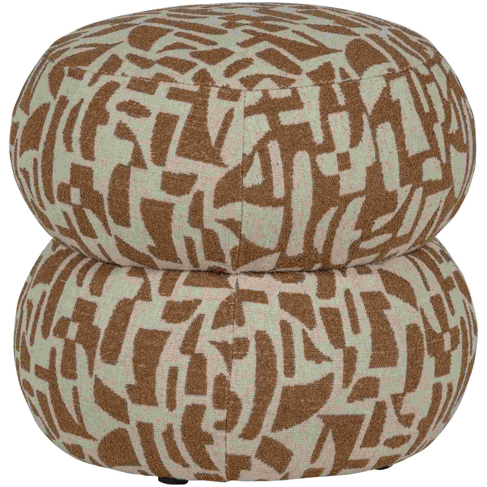 Hocker Anic Braun mit Muster - stilvoller Polsterhocker, modern & kreativ, 43 x 43 x 40 cm
