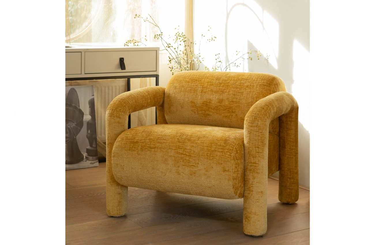 Sessel Lenny aus Samt, Gelb