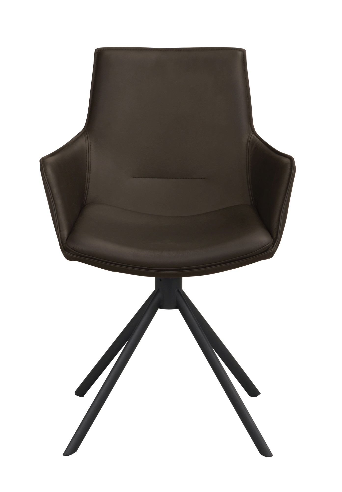 Stuhl Lowell 2er Set Drehgestell mit Armlehnen, Leder Braun – stilvoller Blickfang für Ihr Zuhause.