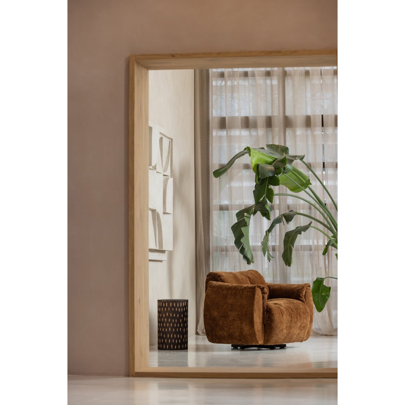 Drehsessel Baggy aus 3D-Chenille-Stoff, Mittelbraun