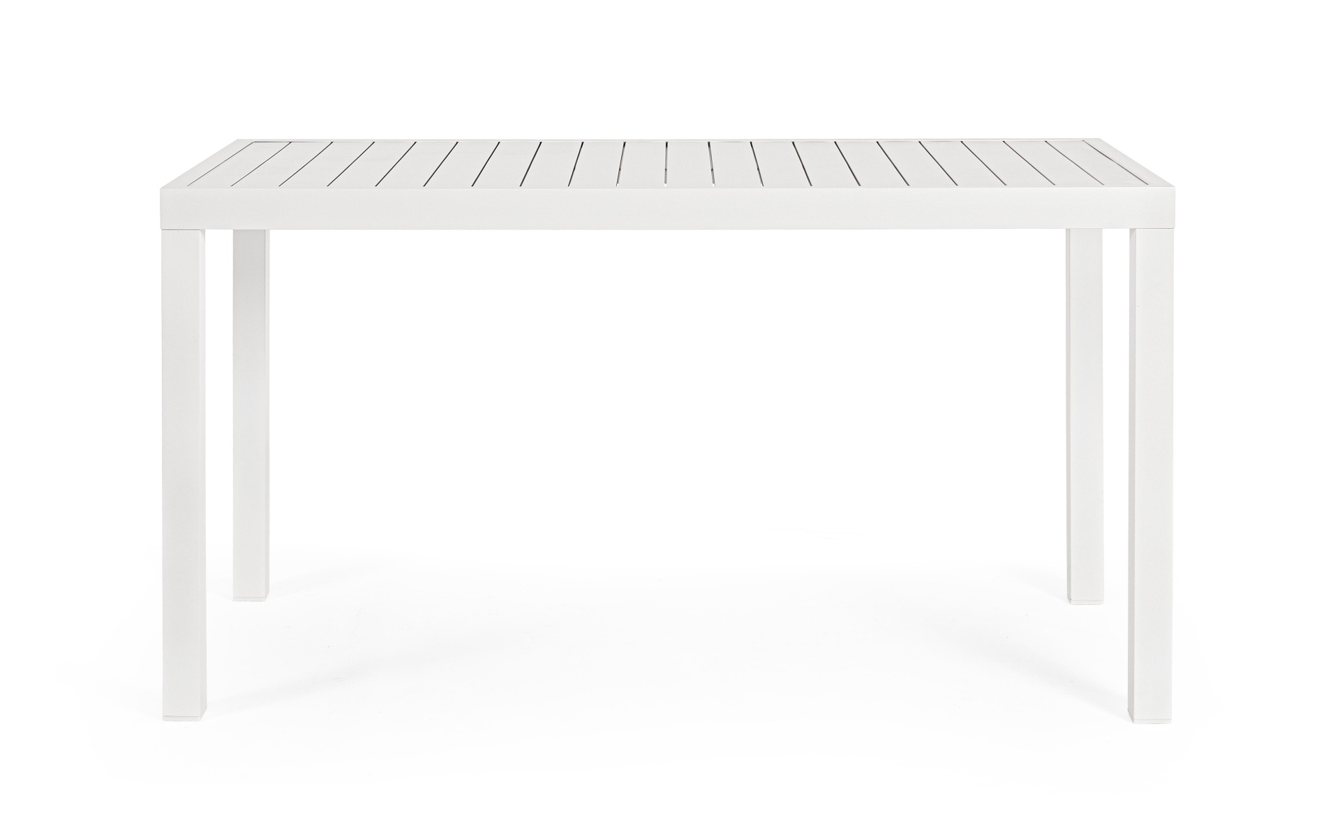Der Gartentisch Hilde überzeugt mit seinem modernen Design. Gefertigt wurde er aus Aluminium, welches einen weißen Farbton besitzt. Das Gestell ist aus auch Aluminium und hat eine weiße Farbe. Der Tisch verfügt über eine Länge von 130 cm und ist für den O
