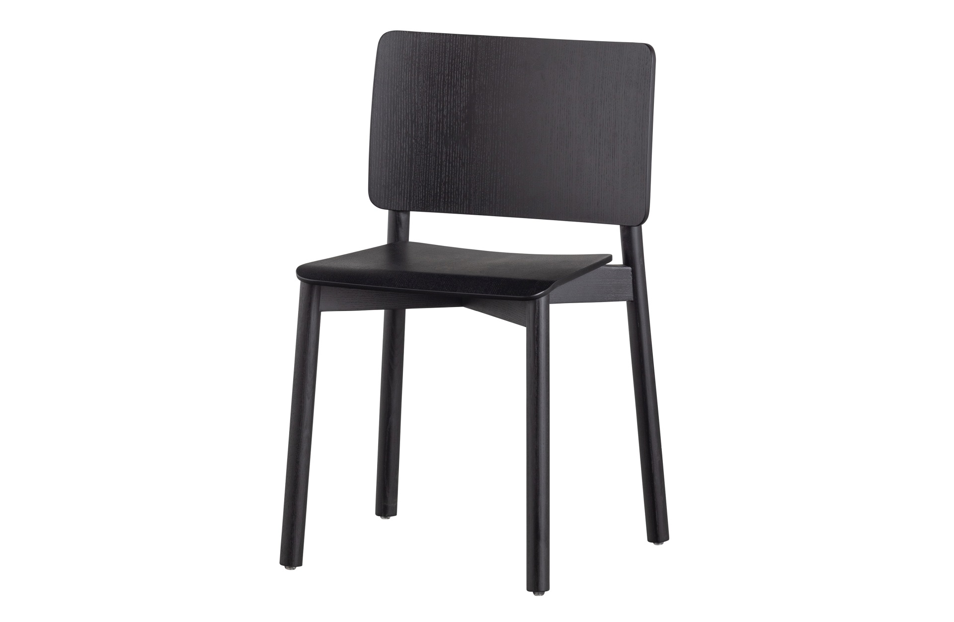 Der Esszimmerstuhl Karel wurde aus Eschenholz gefertigt und besitzt eine schwarze Farbe. Der Stuhl ist in zwei verschiedenen Varianten erhältlich