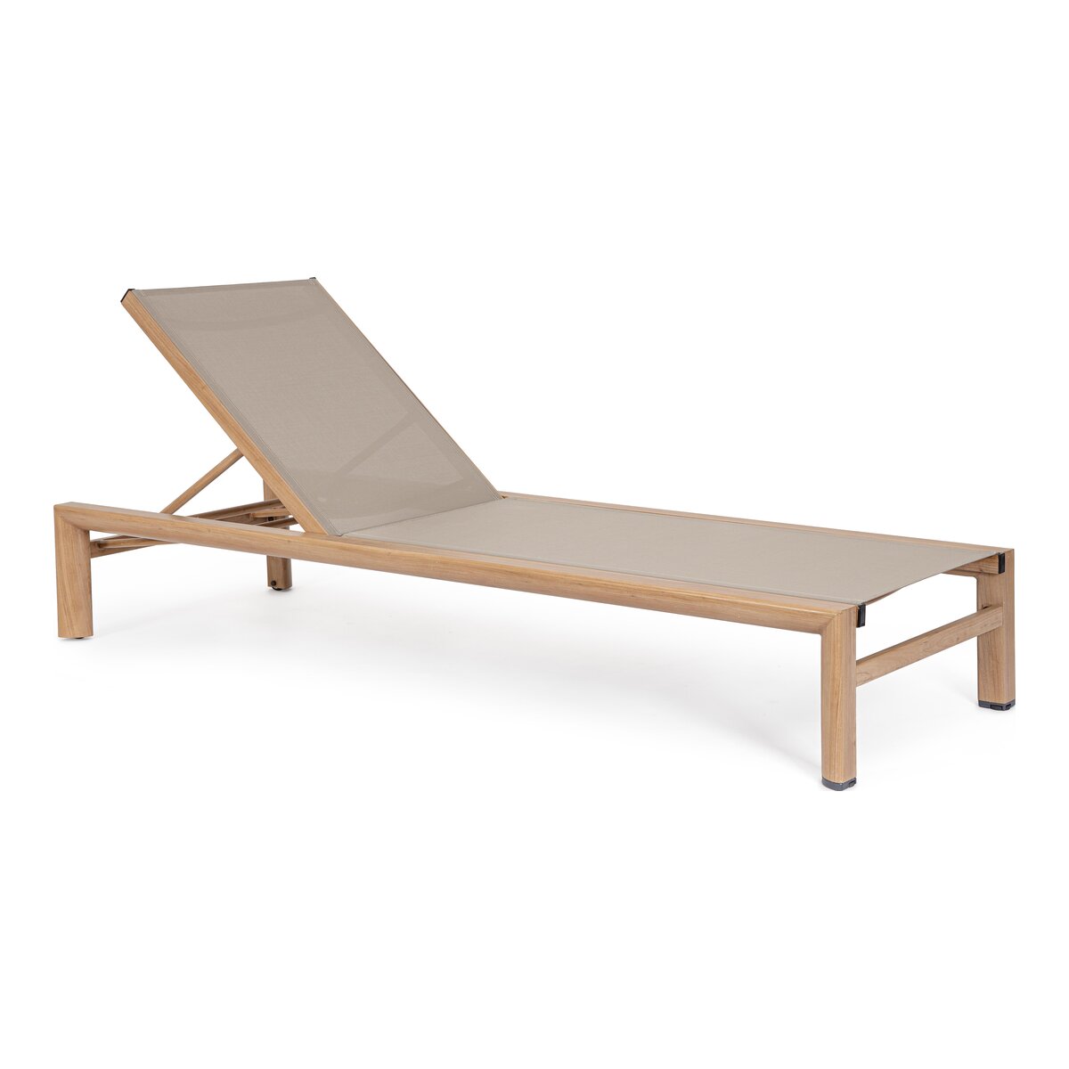 Gartenliege Skipper verstellbar - Textilene Taupe & Aluminium Naturbraun mit Holz-Optik