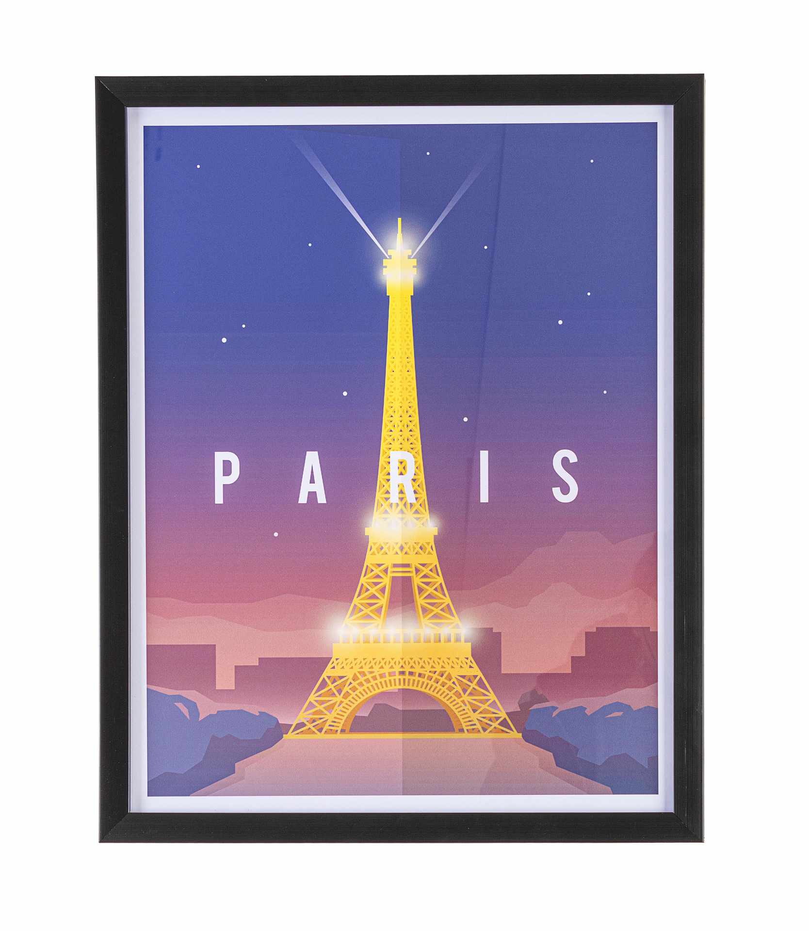 Das Bild Paris No.2 überzeugt mit ihrem klassischen Design. Das Bild verfügt über einen Druck auf Papier. Das Gestell ist aus MDF und der Rahmen aus Kunststoff. Die Maße sind 40x50 cm.