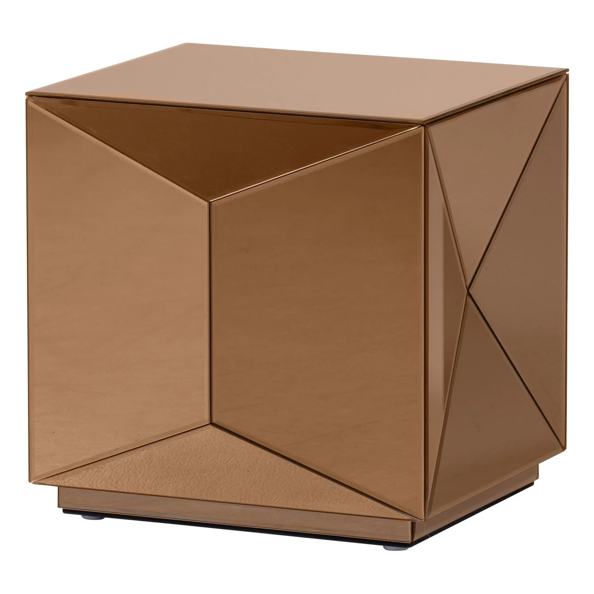 Beistelltisch Glintz - Holz & Spiegelglas Braun, 40 x 40 cm