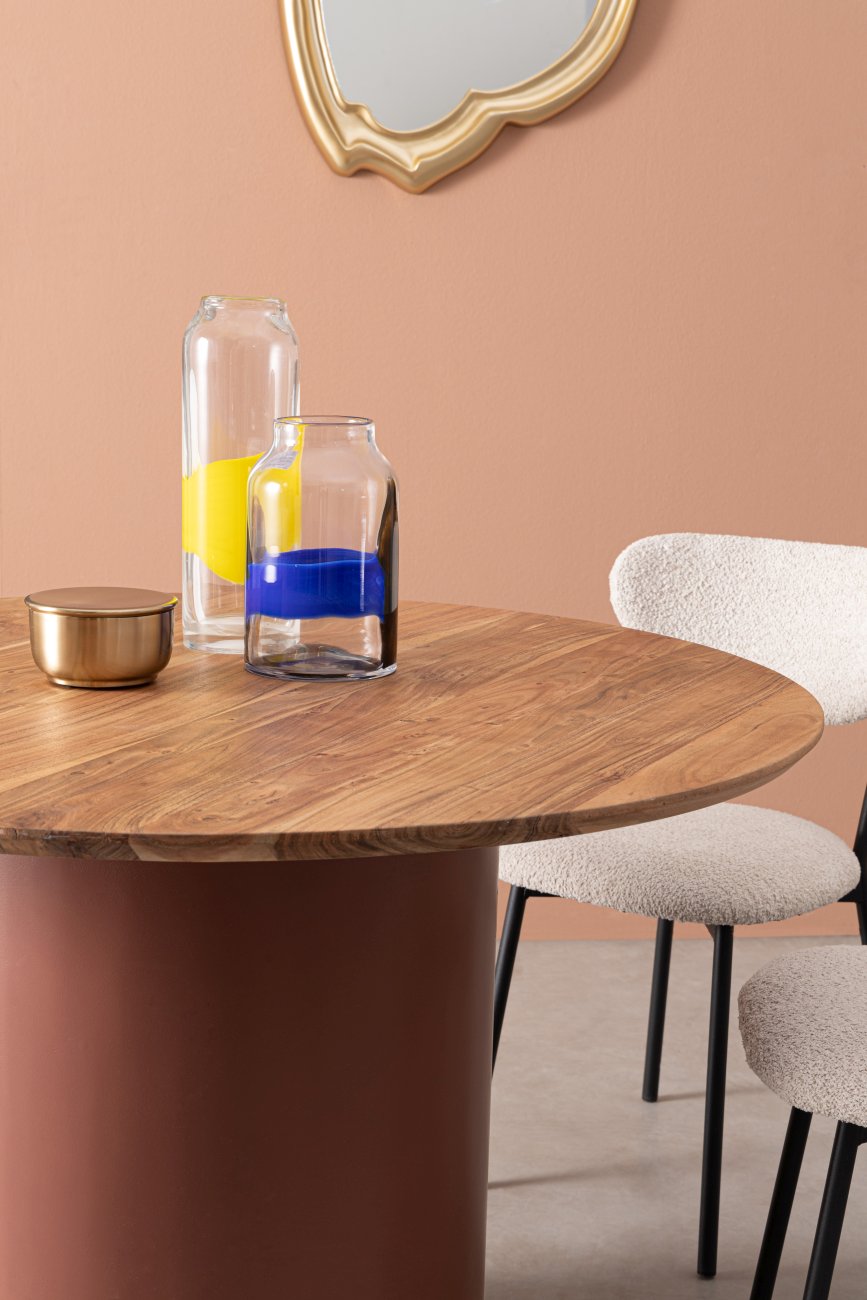 Esstisch Ojas aus Akazienholz Ø 115 cm, Terrakotta