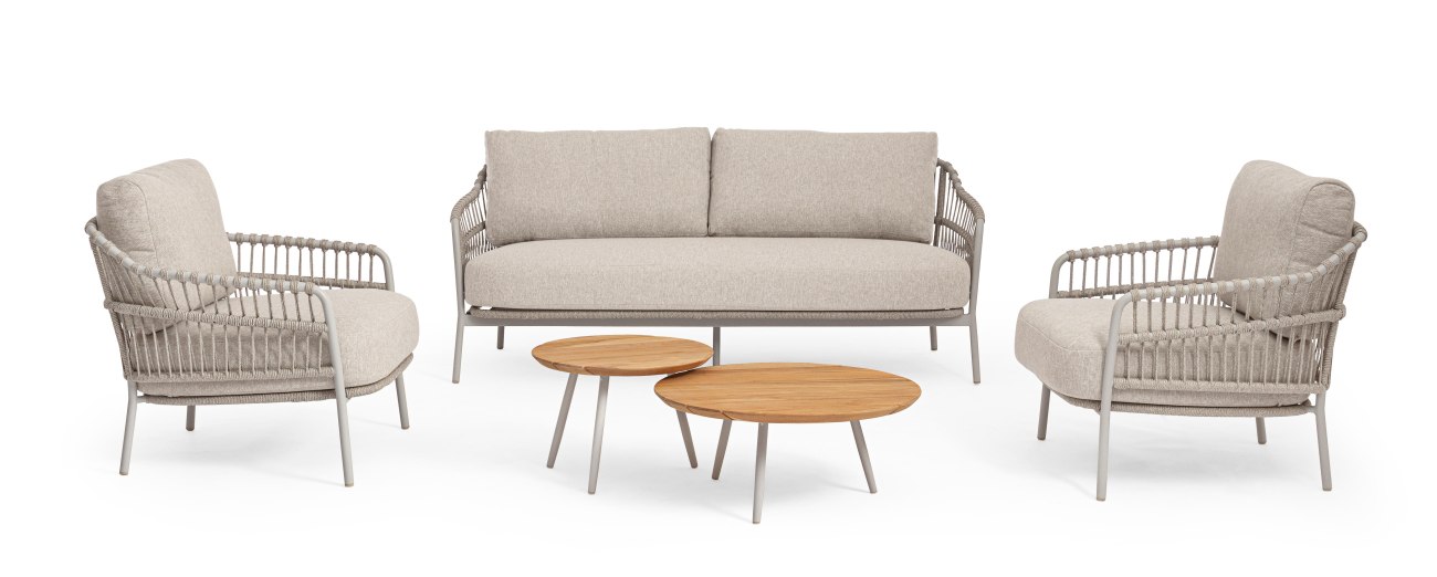 Gartencouchtisch-Set Talaia aus Teakholz, Frostig