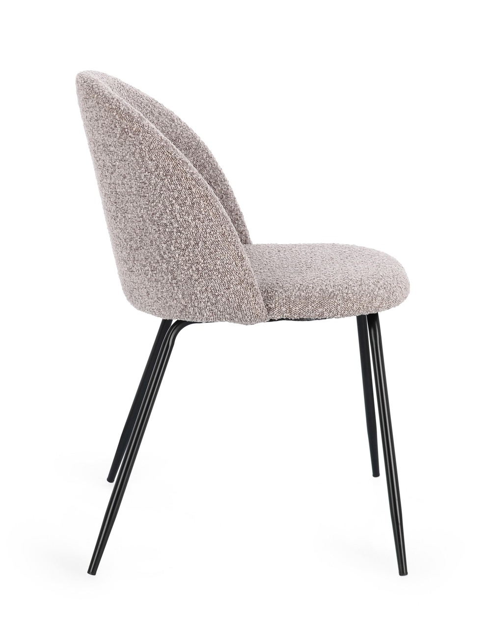 Esszimmerstuhl Tanya 4er-Set aus Boucle, Nerz / Schwarz