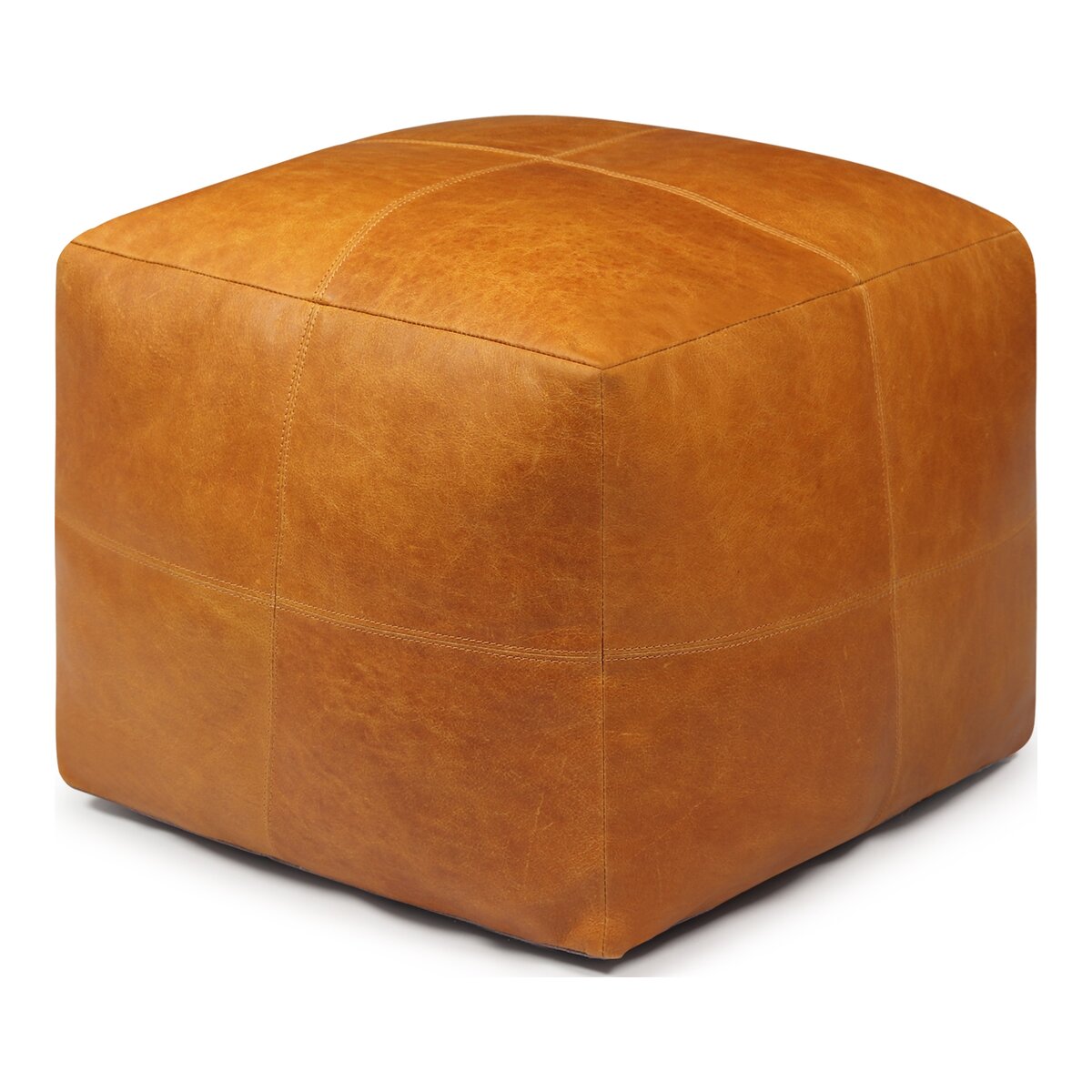 Pouf Anneta aus Leder 50x50 cm, Cognac