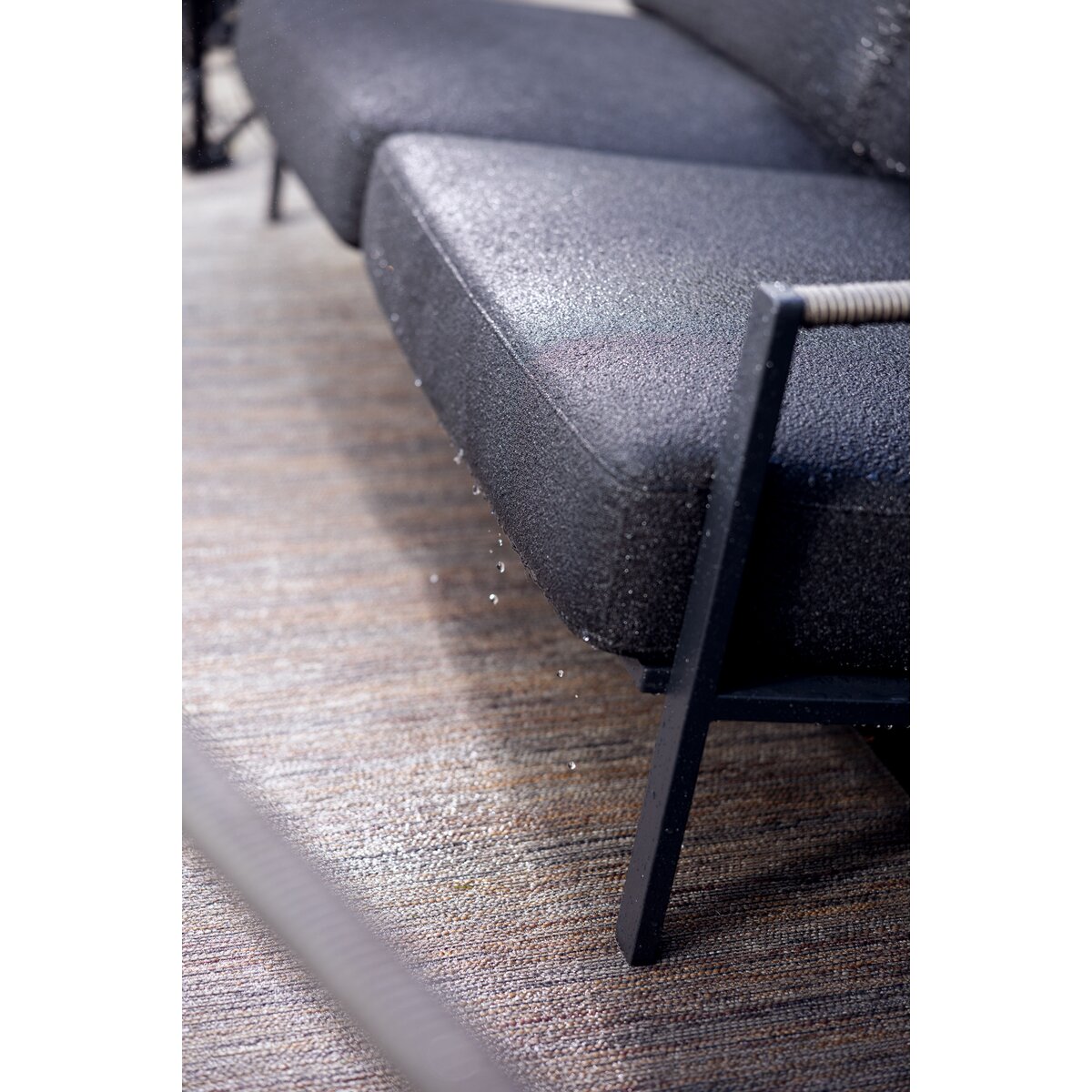 Gartensofa Lyra 2,5-Sitzer, Edelstahl & Teddy-Stoff, Schwarz