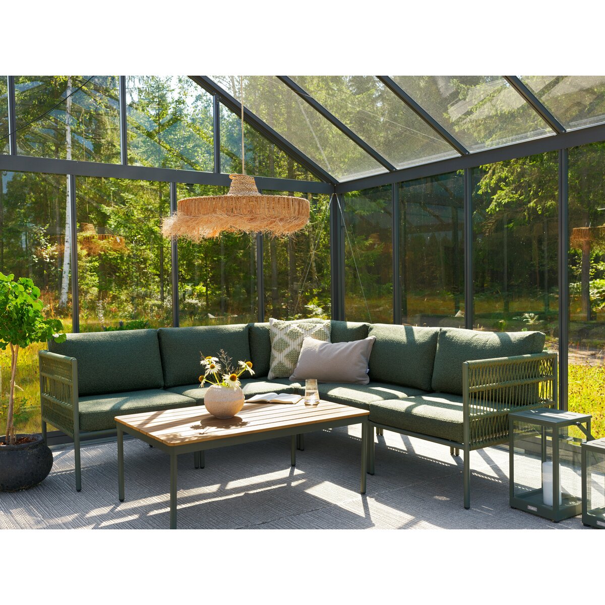 Gartencouchtisch Reno - Aluminium & Polywood, 110x70 cm, Nordic Green