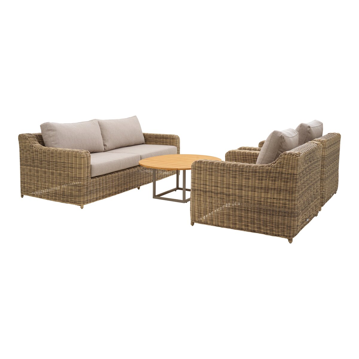 Gartencouchtisch Olive - Aluminium & Bambus, 110x80 cm, Khaki/Natur
