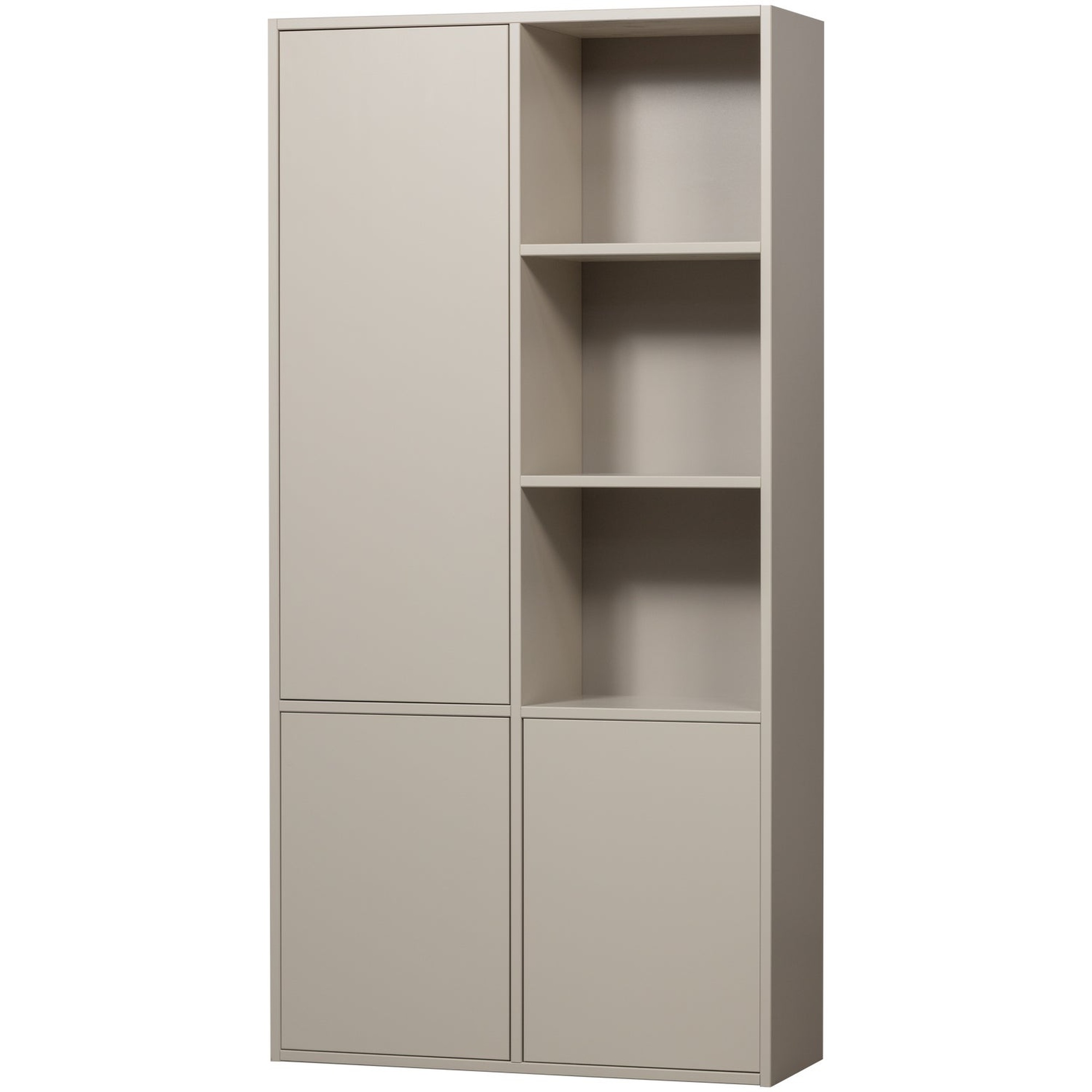 Schrank Meggy Links 108 cm Kiefer [FSC] Hellgrau - modern mit Push-to-Open-System, 215 x 108 x 40 cm