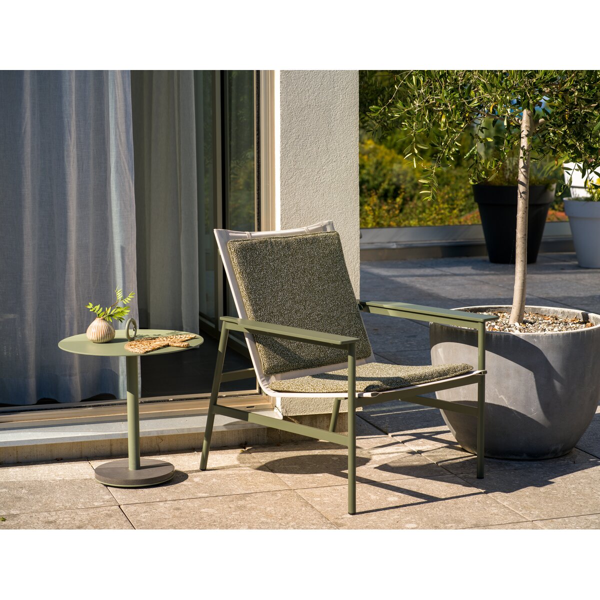 Gartensessel Soro 2er-Set Nordic Green/Teddy Verde - Aluminium, mit breiter Armlehne