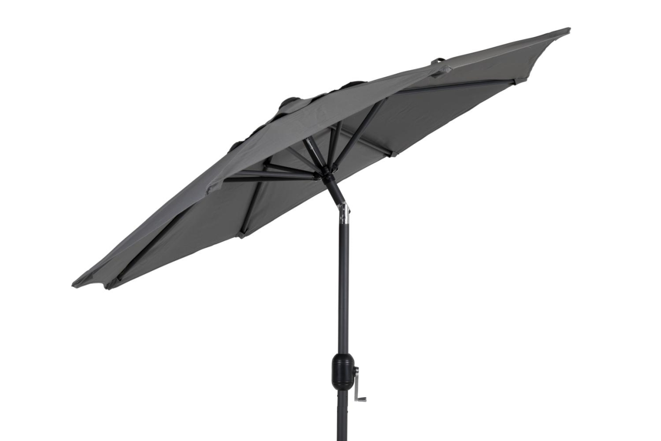 Der Sonnenschirm Cambre überzeugt mit seinem modernen Design. Gefertigt wurde er aus Kunstfasern, welcher einen grauen Farbton besitzt. Das Gestell ist aus Metall und hat eine Anthrazit Farbe. Der Schirm hat einen Durchmesser von 200 cm.