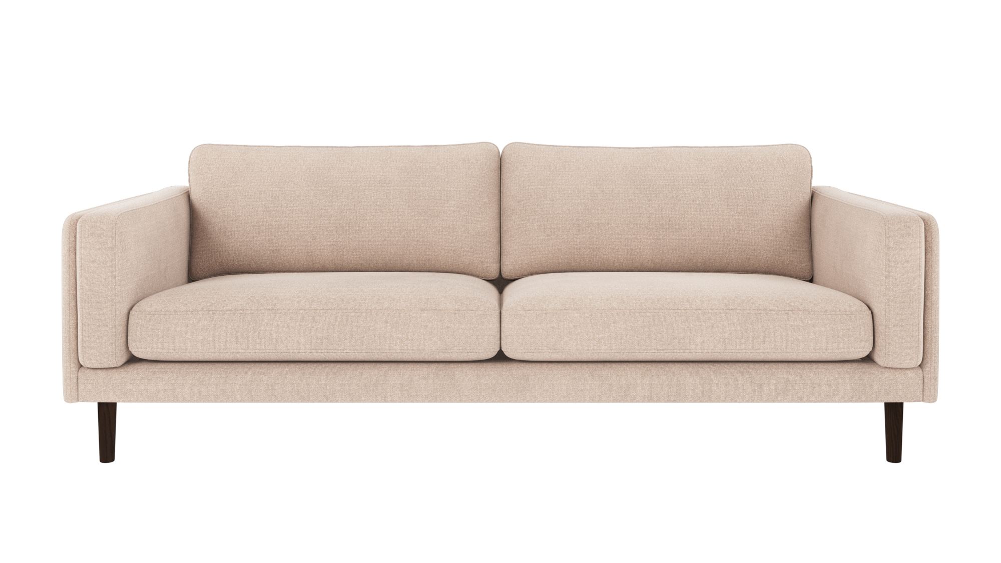 Hochwertiger Sofa Braden 3-Sitzer, Beine Braun, Bezug Rita Hellbeige für jede Einrichtung.