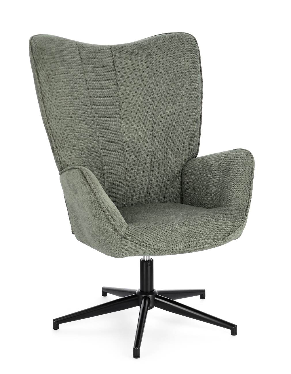 Der Drehsessel Inas überzeugt mit seinem modernen Stil. Gefertigt wurde er aus Stoff, welcher einen grünen Farbton besitzt. Das Gestell ist aus Metall und hat eine schwarze Farbe. Der Sessel besitzt eine Sitzhöhe von 50 cm.