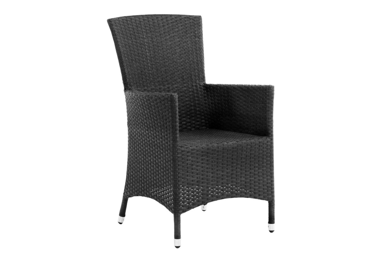 Der Gartenstuhl Ninja überzeugt mit seinem modernen Design. Gefertigt wurde er aus Rattan, welcher einen schwarzen Farbton besitzt. Das Gestell ist aus Metall und hat eine schwarze Farbe. Die Sitzhöhe des Stuhls beträgt 42 cm.