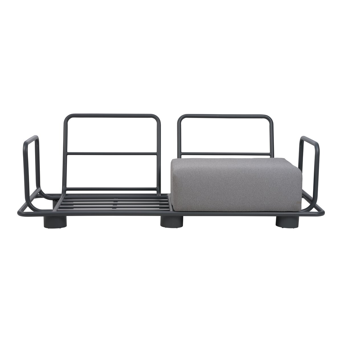 Gartensofa Bolster 2,5-Sitzer, Aluminium & Teddy-Stoff, Grau