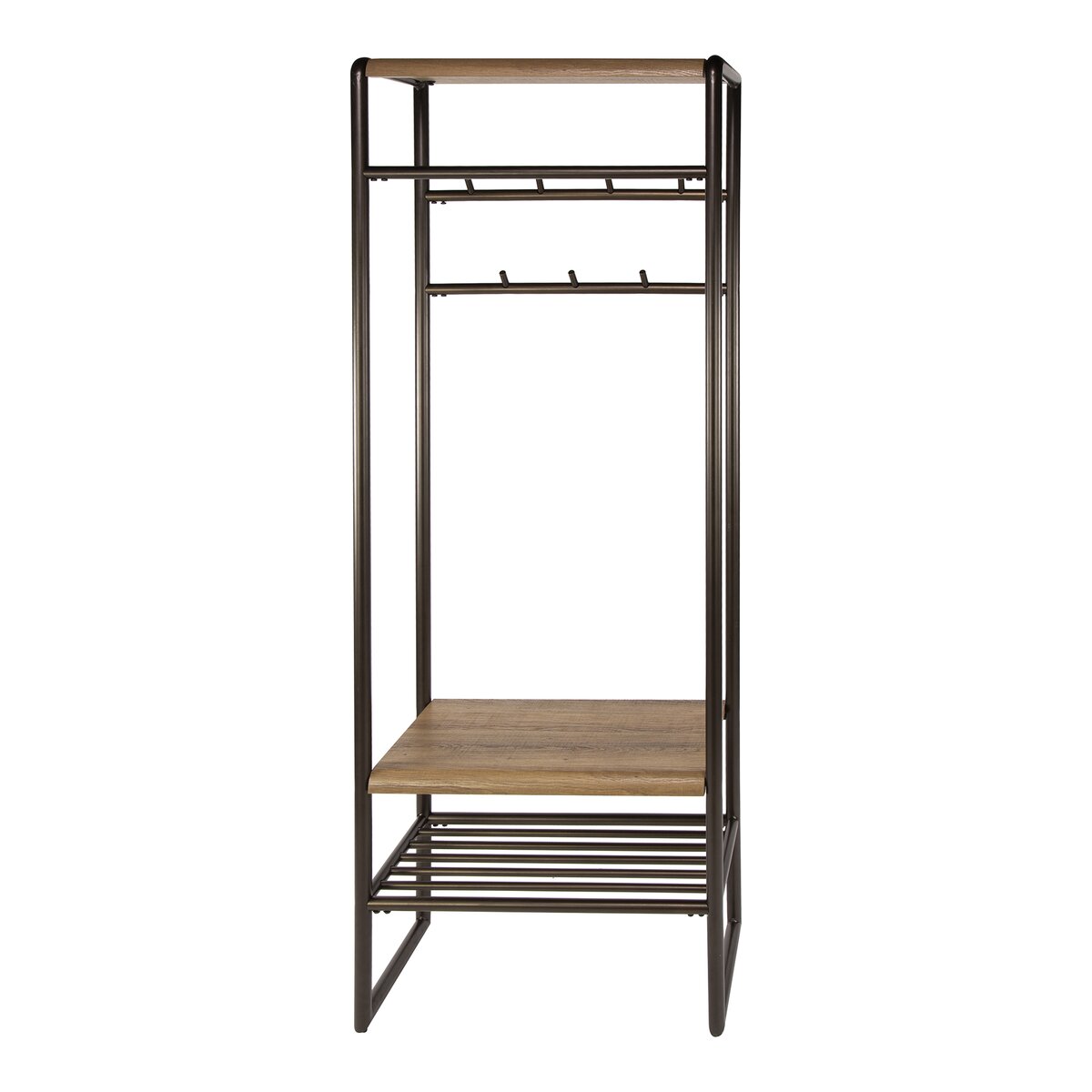 Garderobenmöbel Onul 70 cm Metall Bronze mit Ablagen in Eichenoptik