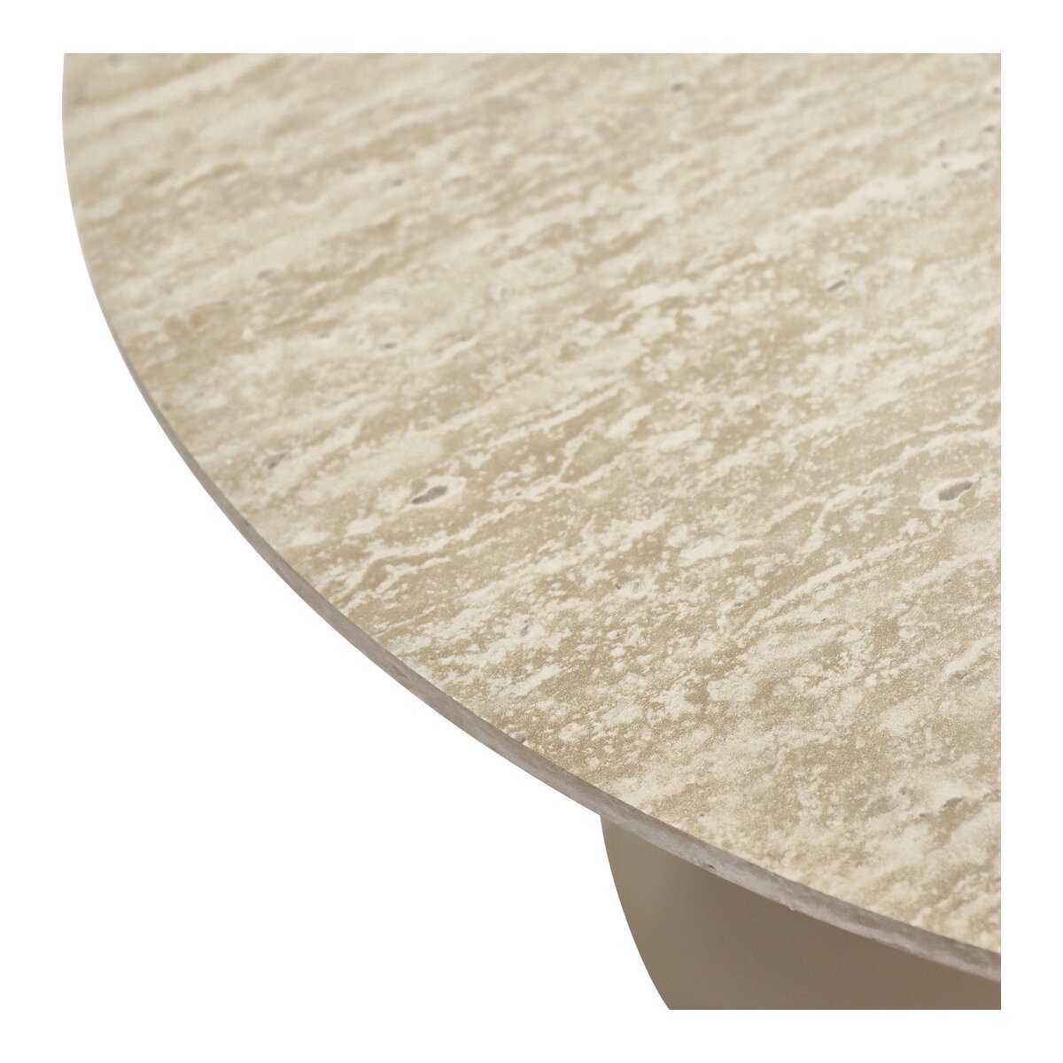 Beistelltisch Oganto Ø45 cm in Travertin-Dekor, Beige