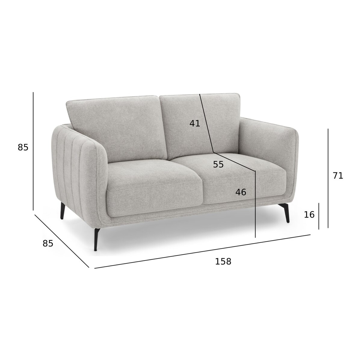 2-Sitzer Sofa Alenes Stoff Hellgrau - mit Taschenfederkern & weicher Polsterung