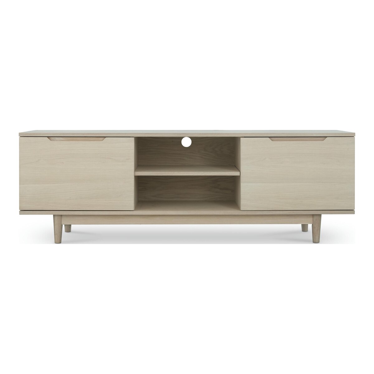 TV-Board Enimeta Eiche Whitewash 160 cm - mit Türen & Soft-Close