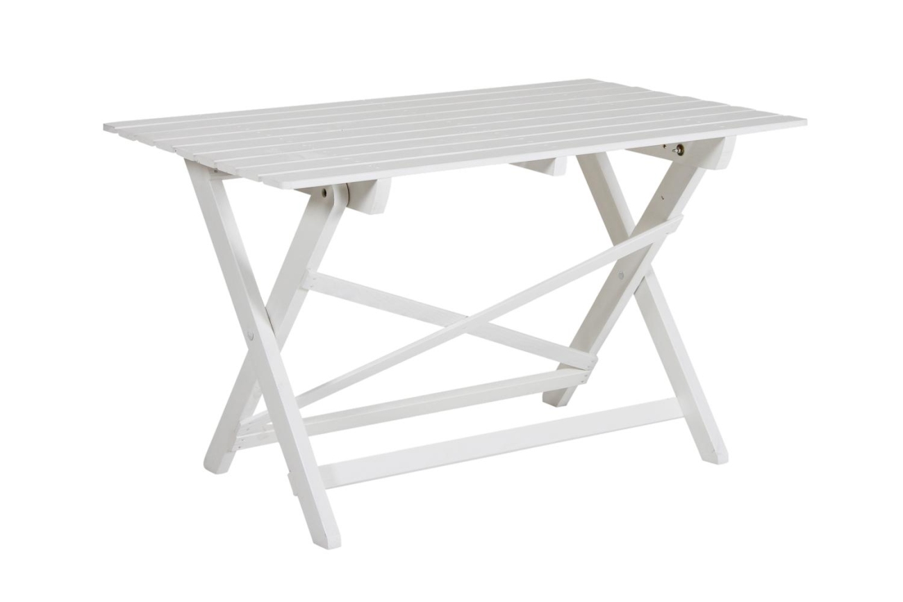 Der Gartenesstisch Gammeldags überzeugt mit seinem modernen Design. Gefertigt wurde die Tischplatte aus Kiefernholz, welche einen weißen Farbton besitzt. Das Gestell ist auch aus Kiefernholz und hat eine weiße Farbe. Der Tisch besitzt eine Länge von 100 c