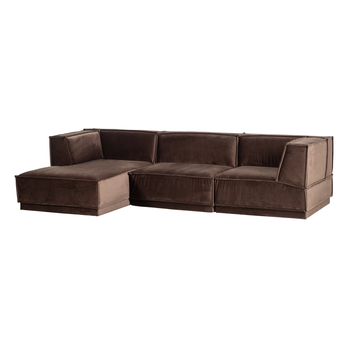Ecksofa Chaiselongue Manu - Samt Braun, Links