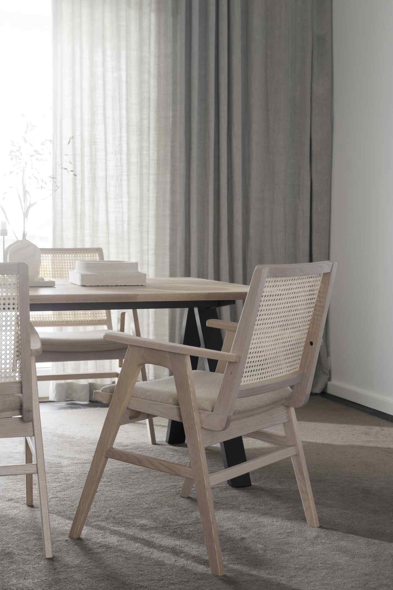 Hochwertiger Stuhl Prestwick 2er Set mit Armlehnen, Whitewash für jede Einrichtung.