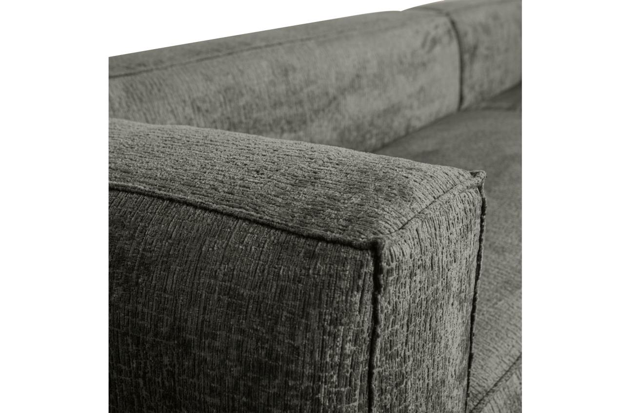 Das Sofa Bean überzeugt mit seinem modernen Stil. Gefertigt wurde es aus Struktursamt, welches einen Graugrün Farbton besitzt. Das Gestell ist aus Kunststoff und hat eine schwarze Farbe. Das Sofa in der Ausführung Rechts besitzt eine Größe von 305x175 cm.