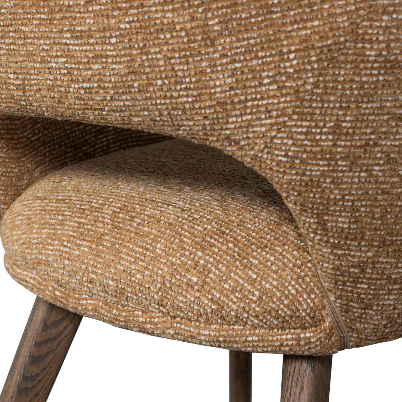 Esszimmerstuhl Murat aus Chenille-Stoff, Gelb / Braun