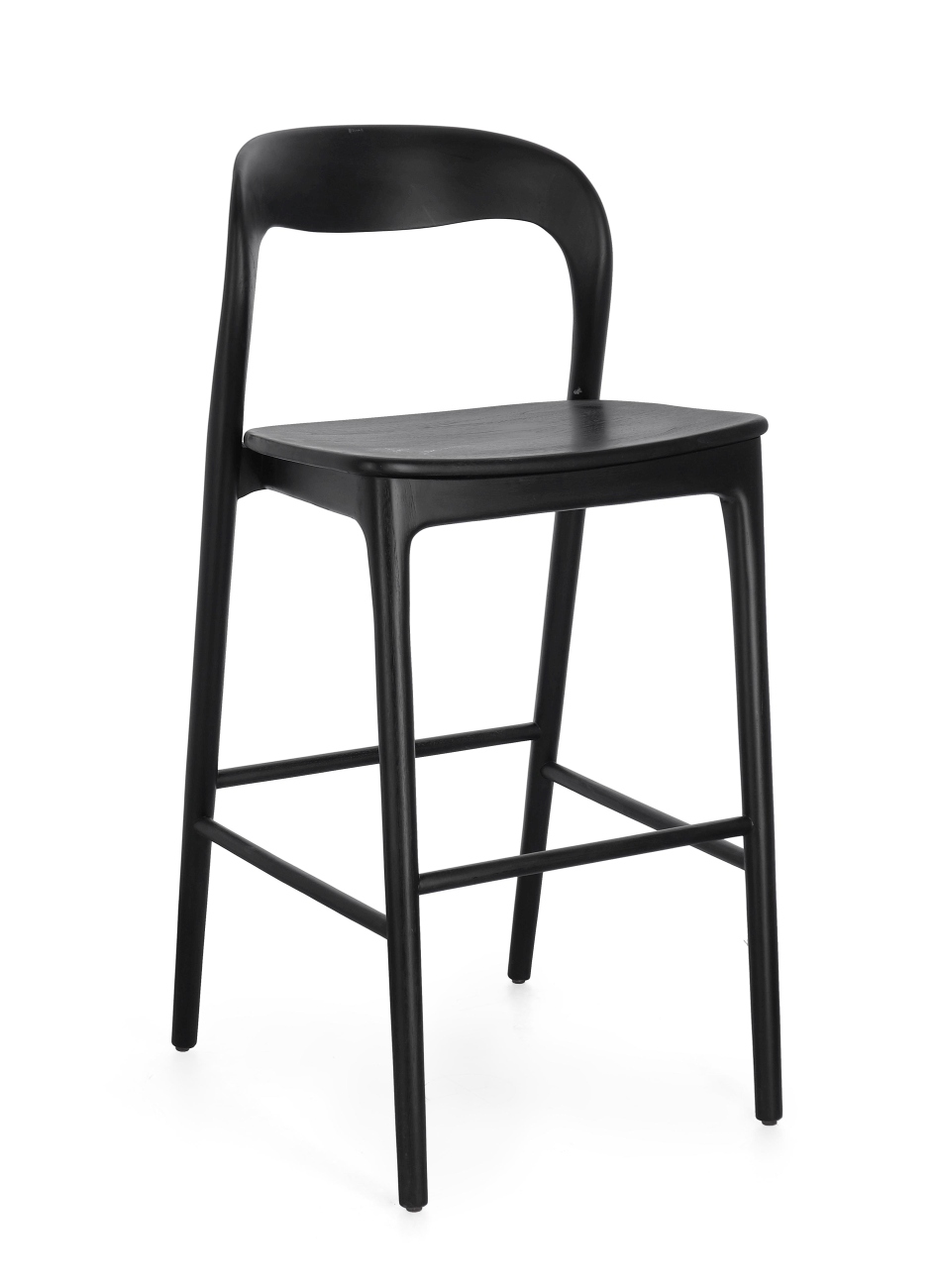 Barhocker Miley aus Teakholz, Schwarz Barhocker Miley aus Teakholz, Schwarz