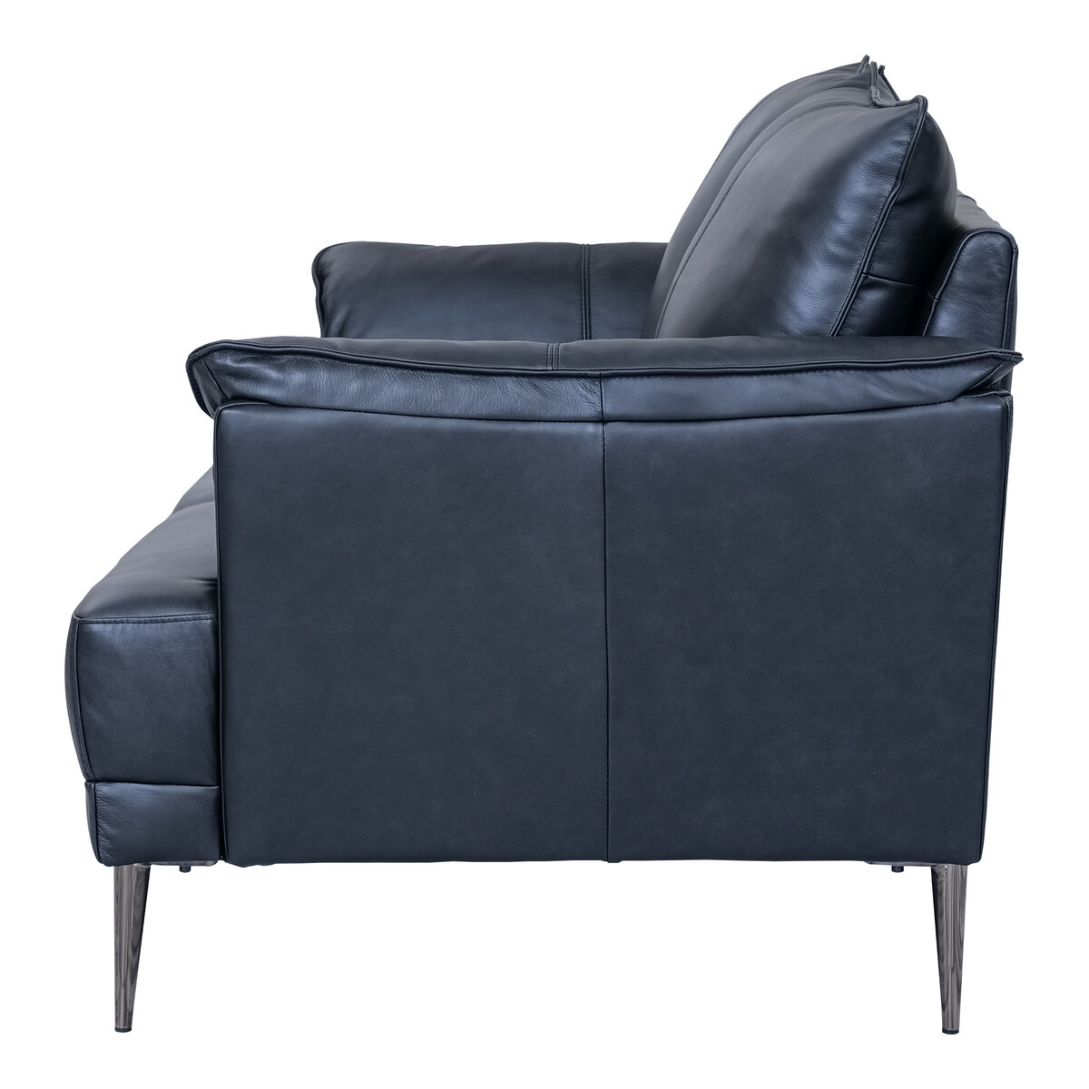2-Sitzer Sofa Luso Leder Schwarz - mit Taschenfederkern & schwarzem Metallrahmen